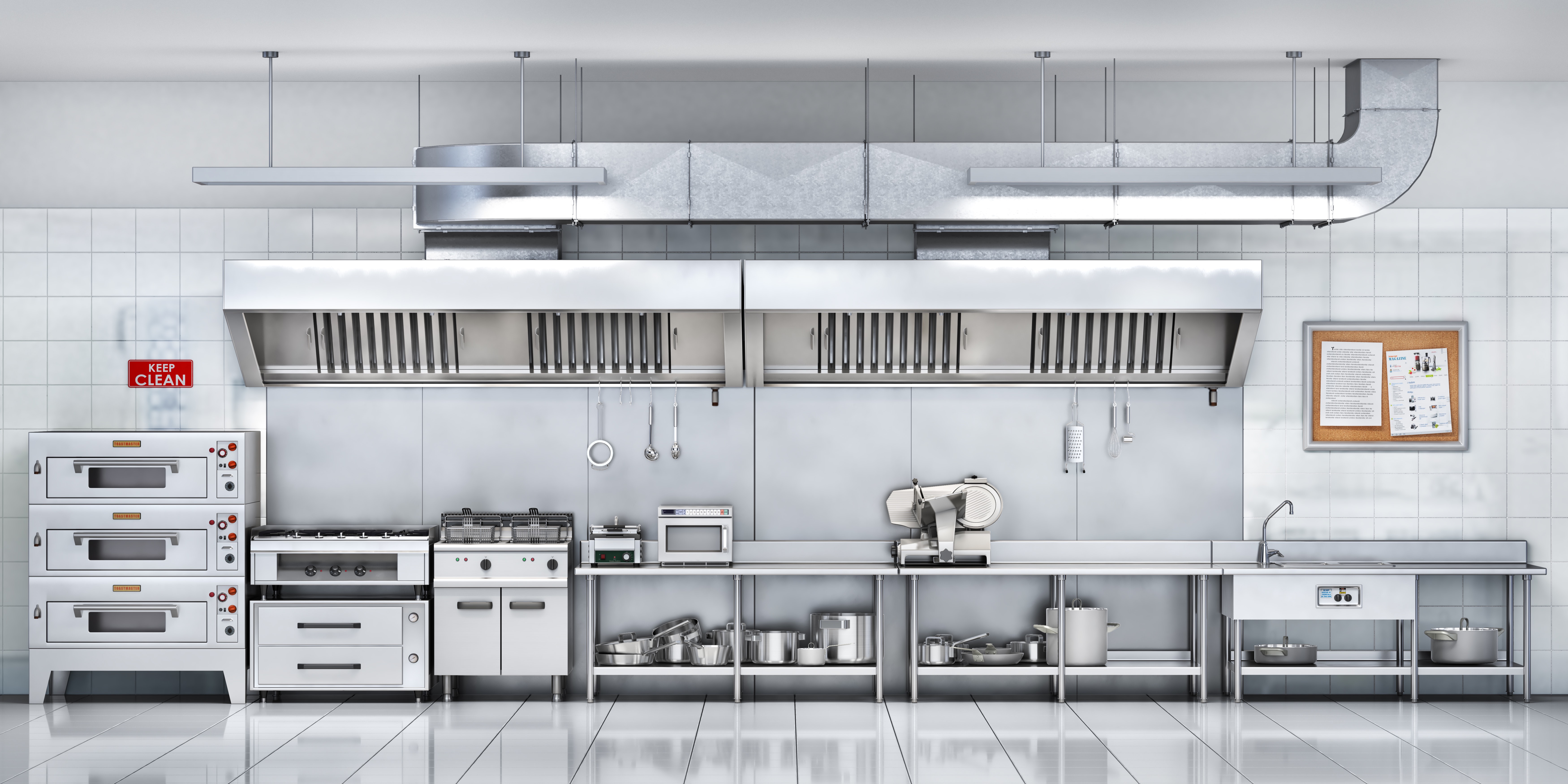 Commercial kitchen with professional ventilation system